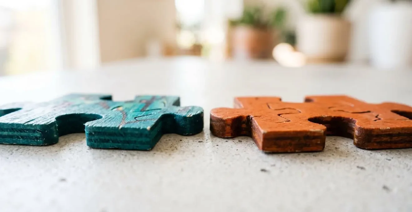 Extreme close-up macro shot of disconnected interface cables with visible gaps on a clean modern desk surface